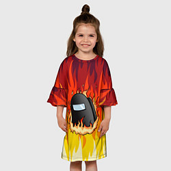 Платье клеш для девочки Among Us Fire Z, цвет: 3D-принт — фото 2