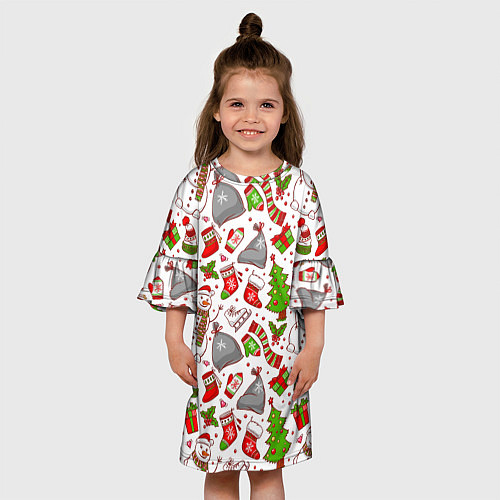 Детское платье Новогодний фон / 3D-принт – фото 3