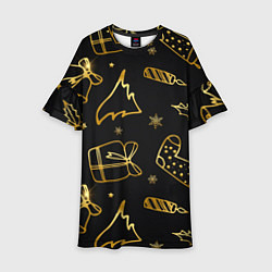 Платье клеш для девочки Новый Год Подарки, цвет: 3D-принт