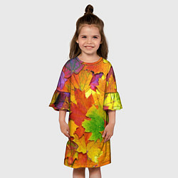 Платье клеш для девочки Осенние листья, цвет: 3D-принт — фото 2