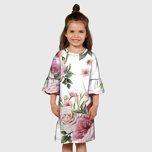 Детское платье Розовые розы / 3D-принт – фото 3