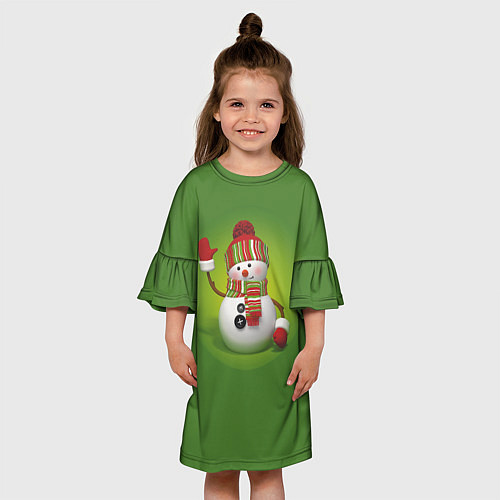 Детское платье Снеговик green / 3D-принт – фото 3