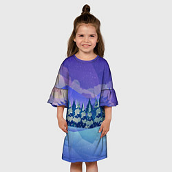 Платье клеш для девочки Зимний лес, цвет: 3D-принт — фото 2