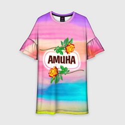 Платье клеш для девочки Амина, цвет: 3D-принт