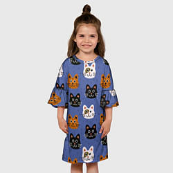 Платье клеш для девочки Котики, цвет: 3D-принт — фото 2