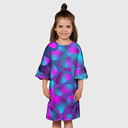 Платье клеш для девочки Неоновые капли, цвет: 3D-принт — фото 2