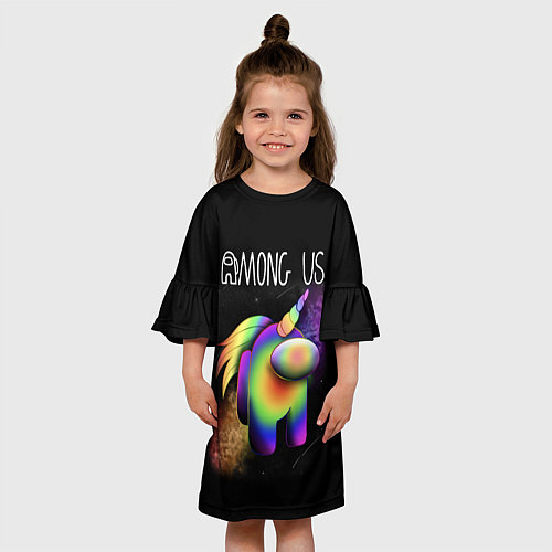 Детское платье AMONG US ЕДИНОРОГ / 3D-принт – фото 3
