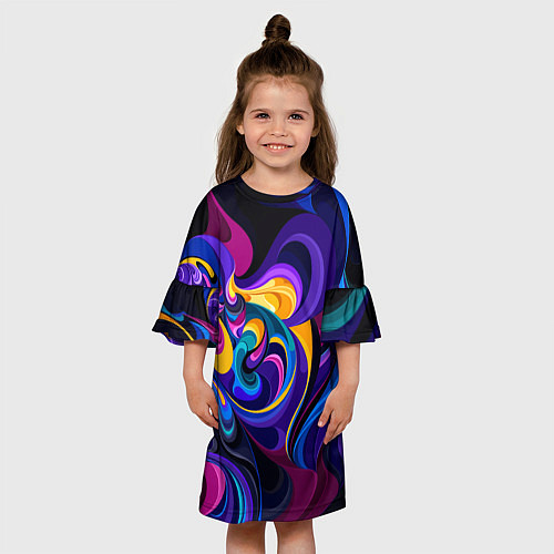 Детское платье Абстрактный Узор тёмный / 3D-принт – фото 3