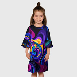 Платье клеш для девочки Абстрактный Узор тёмный, цвет: 3D-принт — фото 2