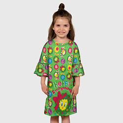 Платье клеш для девочки Happy everything!, цвет: 3D-принт — фото 2