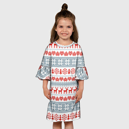 Детское платье Новогодний пиксельный узор / 3D-принт – фото 3