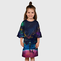 Платье клеш для девочки НАЕДИНЕ СО ВСЕЛЕННОЙ, цвет: 3D-принт — фото 2