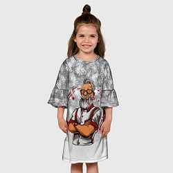 Платье клеш для девочки Санта в домашнем, цвет: 3D-принт — фото 2