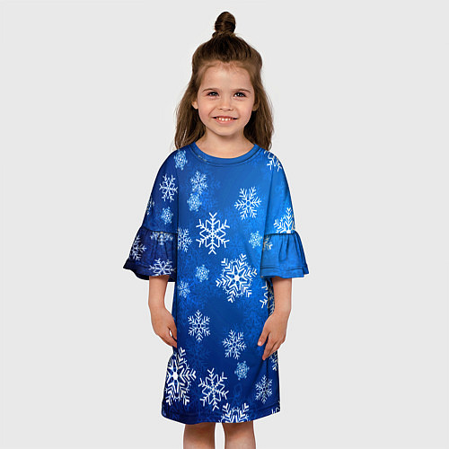 Детское платье Новый Год Снежинки / 3D-принт – фото 3