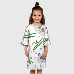 Платье клеш для девочки Панда с бамбуком, цвет: 3D-принт — фото 2