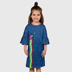 Платье клеш для девочки AMONG US - NYAN CREWMATE, цвет: 3D-принт — фото 2