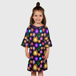 Платье клеш для девочки Новогодний Салют, цвет: 3D-принт — фото 2