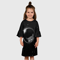 Платье клеш для девочки Кот в Космосе, цвет: 3D-принт — фото 2