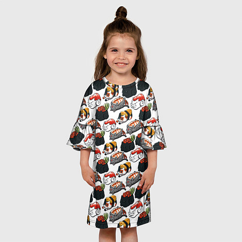 Детское платье Котики Суши / 3D-принт – фото 3