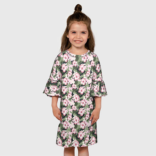 Детское платье Камуфляж из цветов / 3D-принт – фото 3