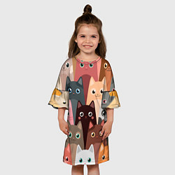 Платье клеш для девочки Котики мультяшные, цвет: 3D-принт — фото 2