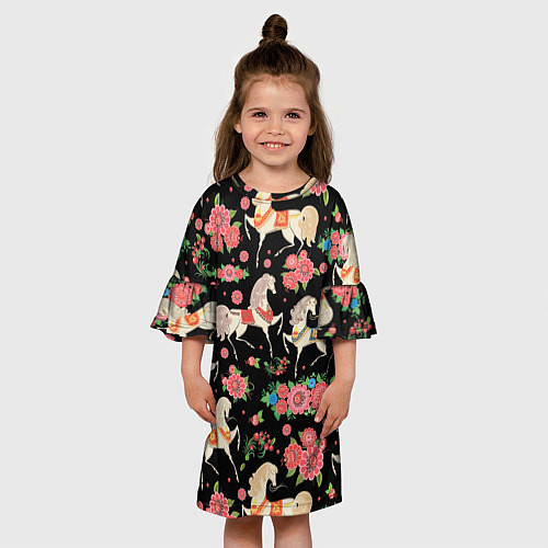 Детское платье Лошади и цветы / 3D-принт – фото 3