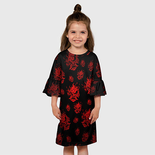 Детское платье Samurai pattern - красный / 3D-принт – фото 3