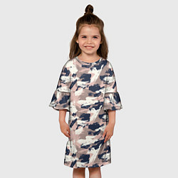 Платье клеш для девочки Кремовый камуфляж, цвет: 3D-принт — фото 2