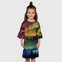 Платье клеш для девочки Северное сияние, цвет: 3D-принт — фото 2