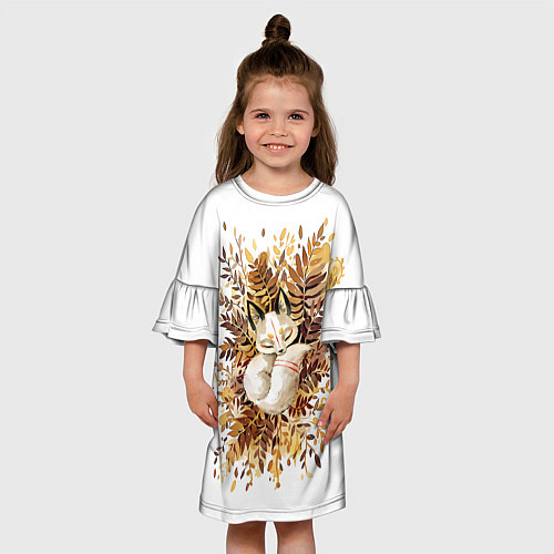 Детское платье Лисичка спит в листьях / 3D-принт – фото 3