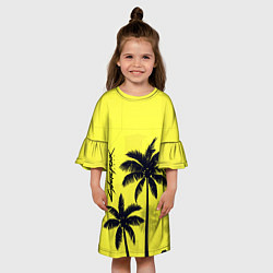 Платье клеш для девочки Cyberpunk 2077 - Пальмы, цвет: 3D-принт — фото 2