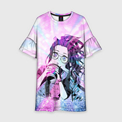 Платье клеш для девочки Незуко Камадо, цвет: 3D-принт