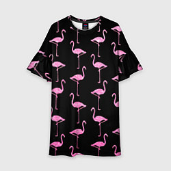 Платье клеш для девочки Фламинго Чёрная, цвет: 3D-принт