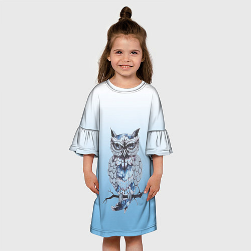 Детское платье Совушка на ветке рисунок / 3D-принт – фото 3