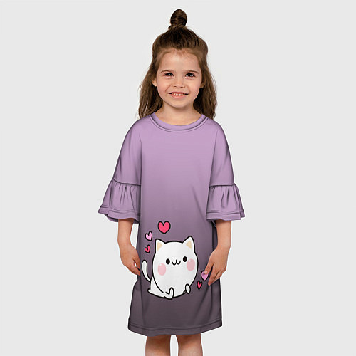 Детское платье Влюбленный котенок / 3D-принт – фото 3