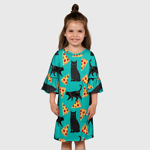 Детское платье Котики и Пиццы / 3D-принт – фото 3
