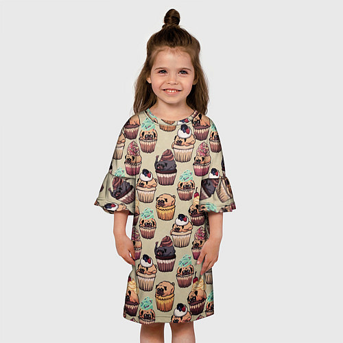 Детское платье Мопсы - Кексики / 3D-принт – фото 3