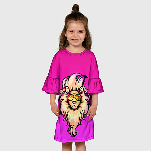 Детское платье Модный лев в очках / 3D-принт – фото 3