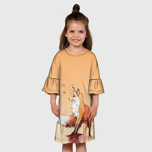 Детское платье Акварельная лиса задумчивости / 3D-принт – фото 3