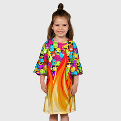 Платье клеш для девочки SLAVA MARLOW - Смайлики, цвет: 3D-принт — фото 2