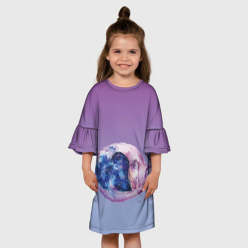 Детское платье Кот звездное небо спит / 3D-принт – фото 3