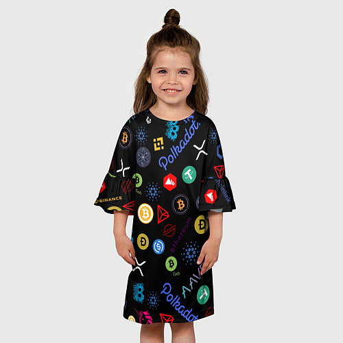 Детское платье BITCOIN PATTERN БИТКОИН Z / 3D-принт – фото 3