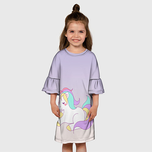 Детское платье Единорожек на фиолетовом / 3D-принт – фото 3
