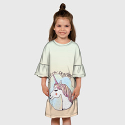 Платье клеш для девочки Мечтай единорог, цвет: 3D-принт — фото 2
