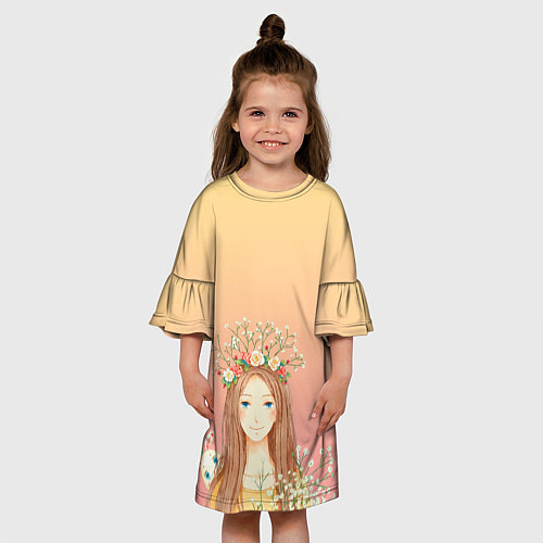 Детское платье Девочка и кролик / 3D-принт – фото 3