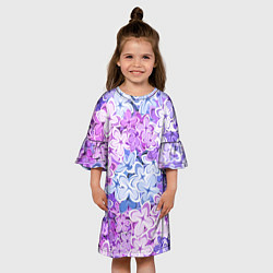 Платье клеш для девочки СИРЕНЬ ЦВЕТЫ LILAC, цвет: 3D-принт — фото 2