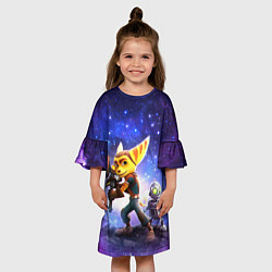 Платье клеш для девочки Ratchet & Clank game, цвет: 3D-принт — фото 2