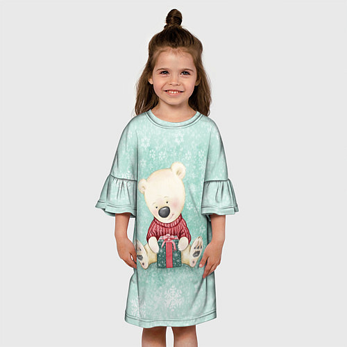 Детское платье Медвежонок с подарком / 3D-принт – фото 3