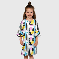 Платье клеш для девочки Memphis style geometry, цвет: 3D-принт — фото 2