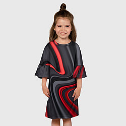 Платье клеш для девочки Черные и красные линии, цвет: 3D-принт — фото 2